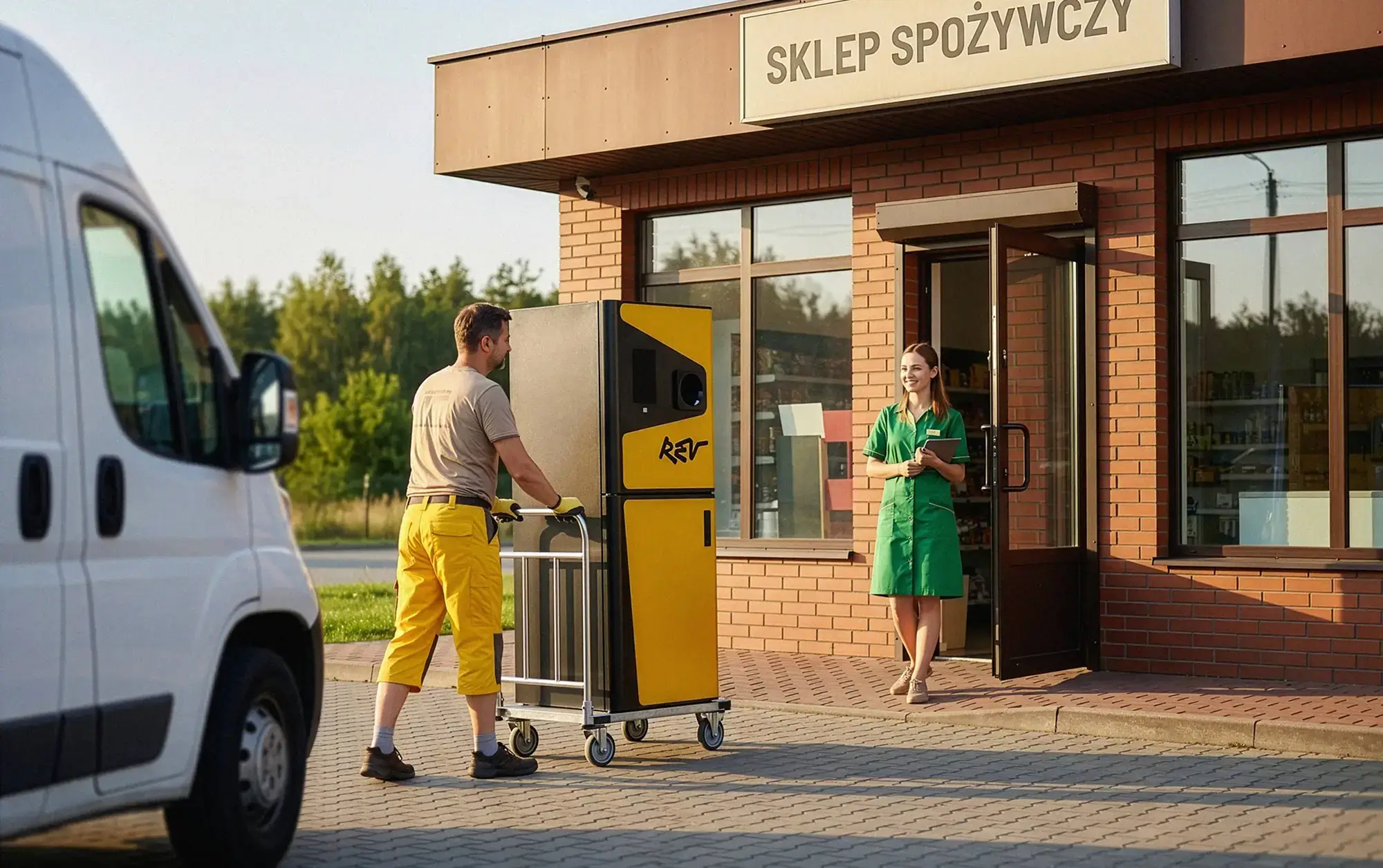 Dostawa automatu Rev Loop do sklepu spożywczego