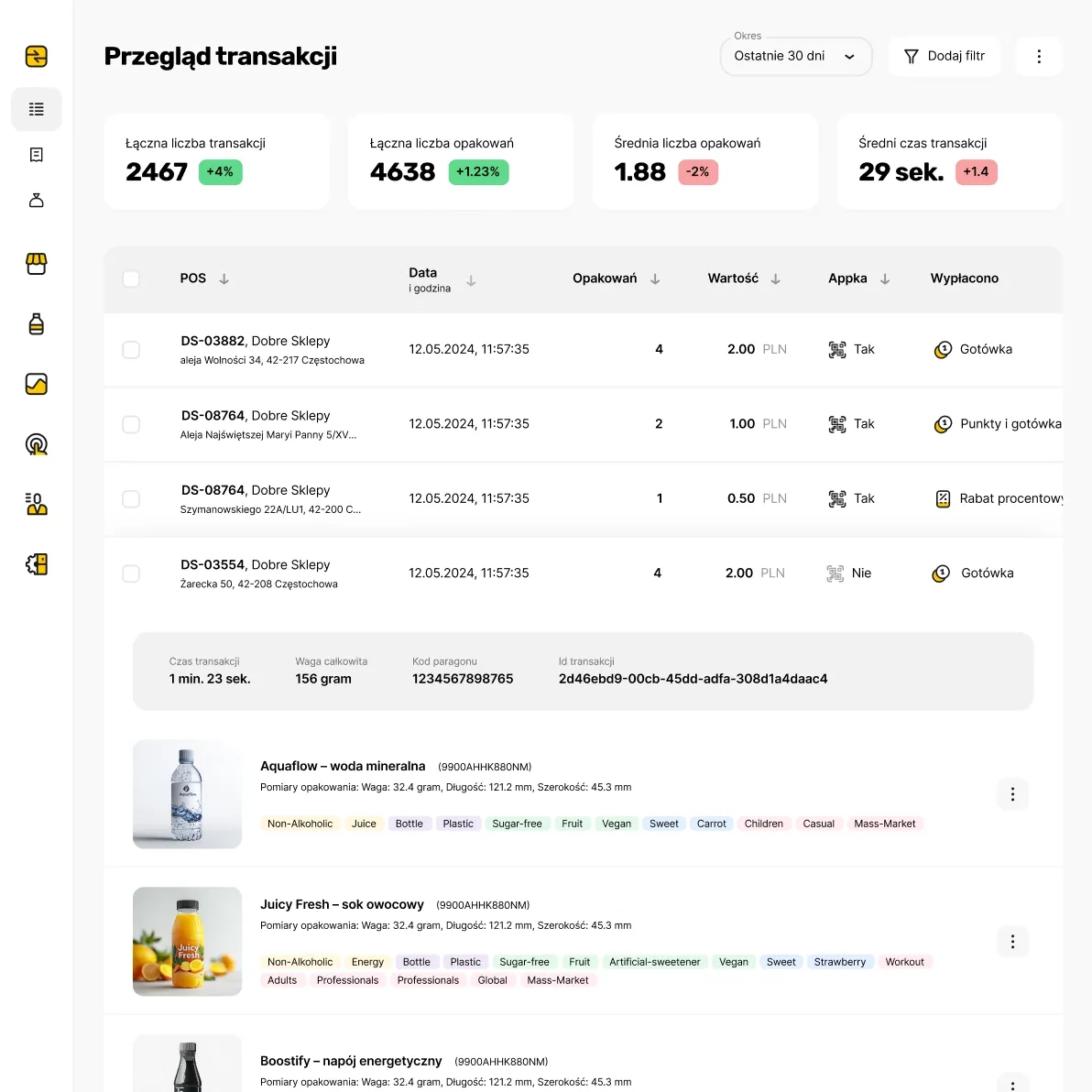 Maas Sync: przegląd transakcji ze wszystkich automatów