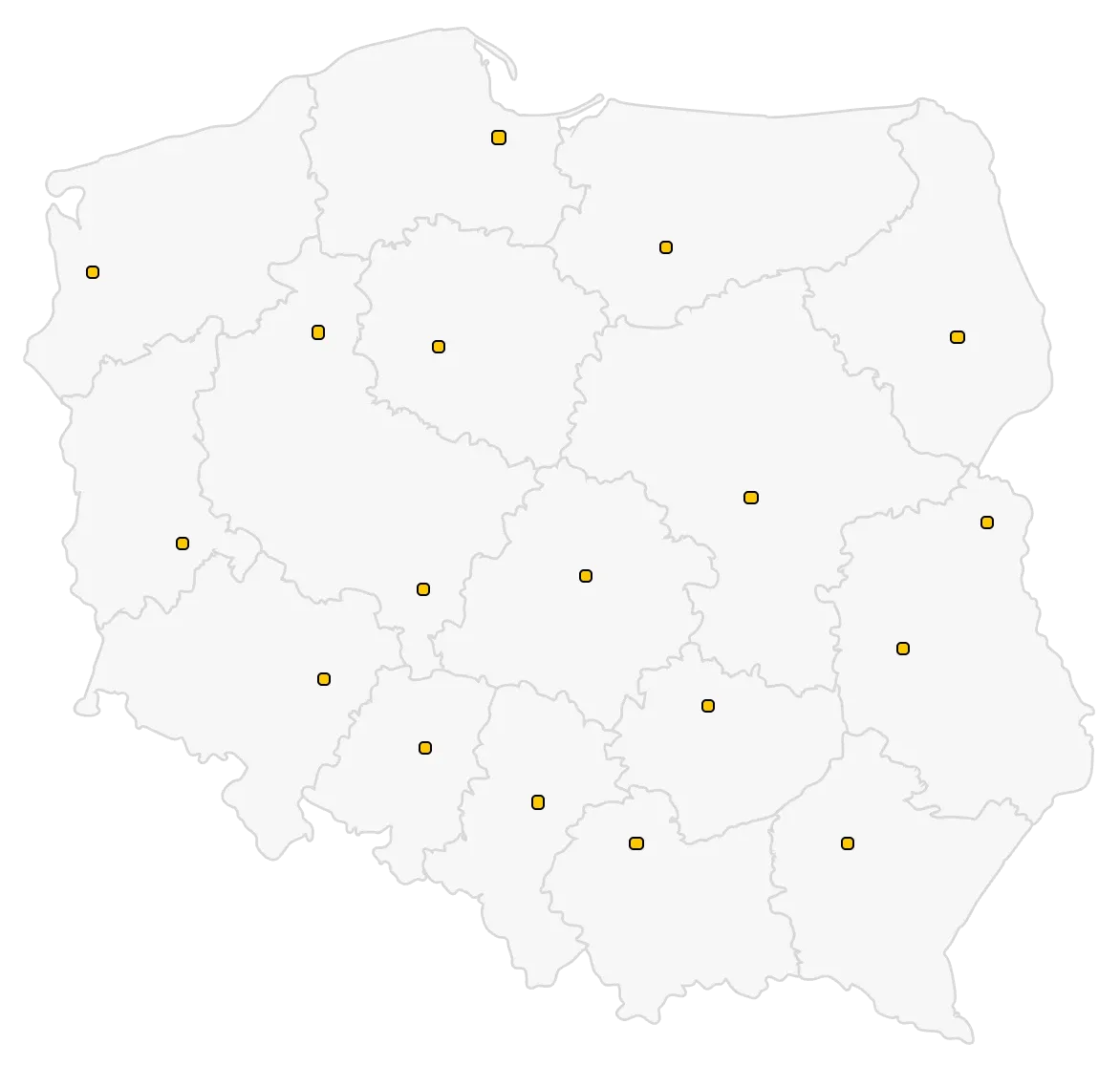 Mapa Polski z punktami serwisowymi MaasLoop w całym kraju